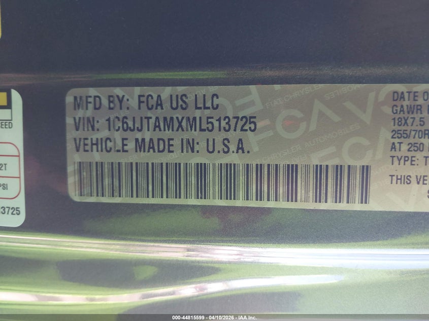 2021 Jeep Gladiator 80Th Anniversary 4X4 VIN: 1C6JJTAMXML513725 Lot: 44815599