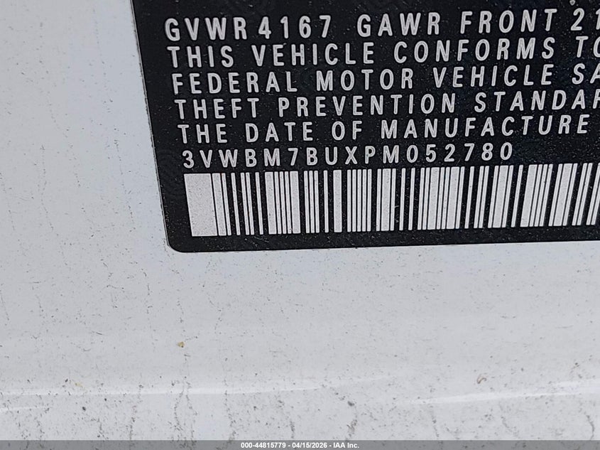 2023 Volkswagen Jetta 1.5T Sport VIN: 3VWBM7BUXPM052780 Lot: 44815779