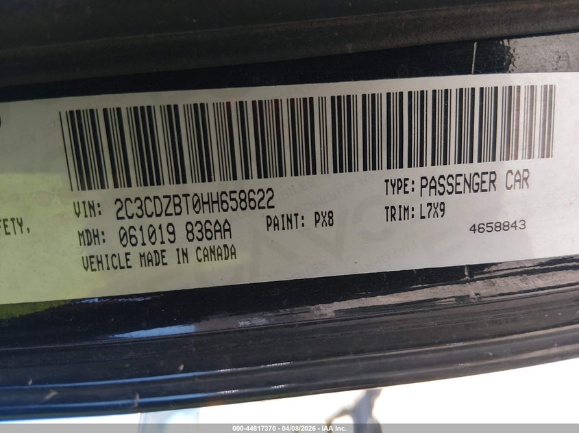 2C3CDZBT0HH658622 2017 Dodge Challenger 5.7 R T black