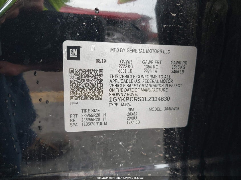 2020 Cadillac Xt6 Fwd Premium Luxury VIN: 1GYKPCRS3LZ114630 Lot: 44817391