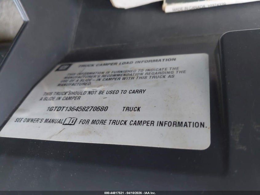 2005 GMC Canyon Sle VIN: 1GTDT136458270680 Lot: 44817521