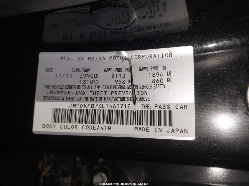 2020 Mazda Cx-3 Sport VIN: JM1DKFB73L1463712 Lot: 44817528