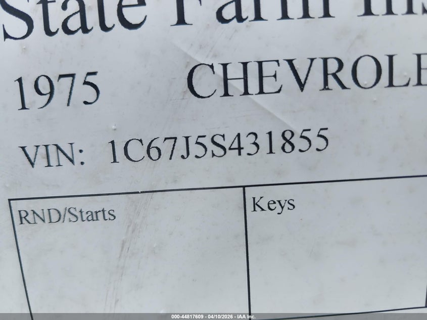1975 Chevrolet Corvette VIN: 1C67J5S431855 Lot: 44817609