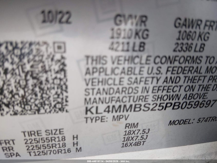 2023 Buick Encore Gx Preferred Fwd VIN: KL4MMBS25PB059697 Lot: 44818114