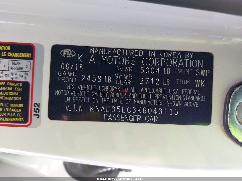 2019 Kia Stinger Gt VIN: KNAE35LC3K6043115 Lot: 44818622