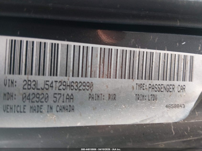 2009 Dodge Challenger R/T VIN: 2B3LJ54T29H632990 Lot: 44818956