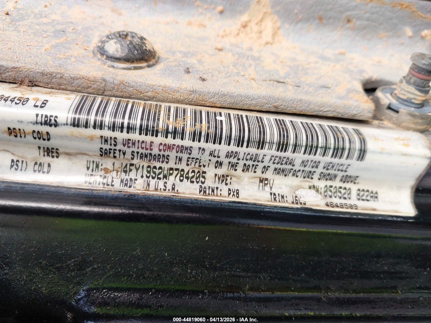 1998 Jeep Wrangler Sport VIN: 1J4FY19S2WP784205 Lot: 44819060