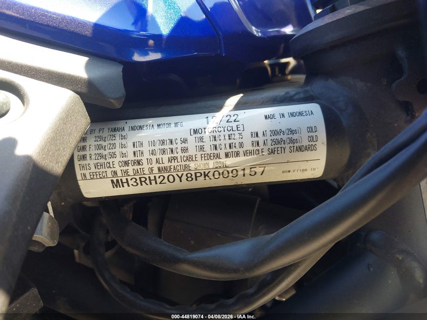 2023 Yamaha Mt-03 VIN: MH3RH20Y8PK009157 Lot: 44819074