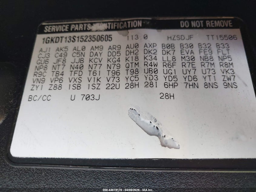 2005 GMC Envoy Sle VIN: 1GKDT13S152350605 Lot: 44819176
