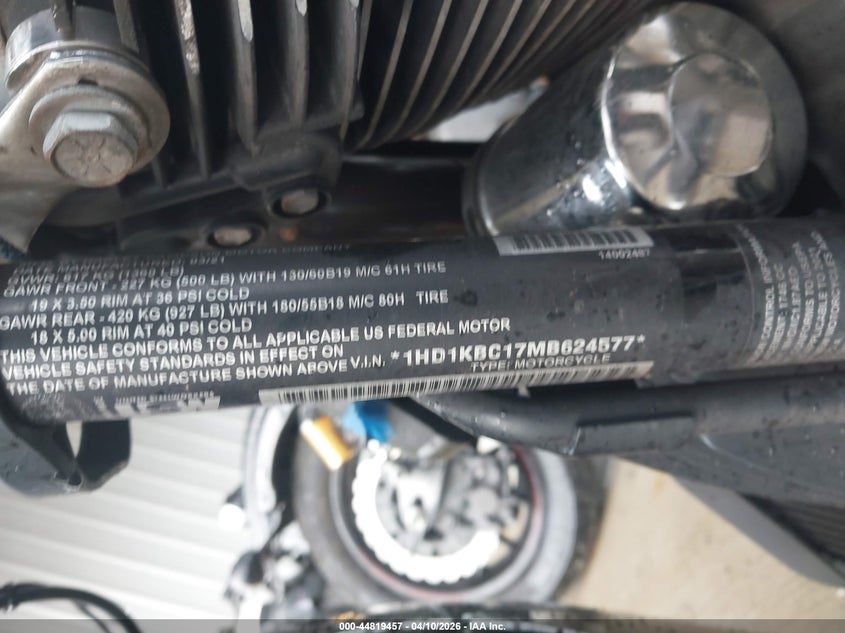2021 Harley-Davidson Flhx VIN: 1HD1KBC17MB624577 Lot: 44819457