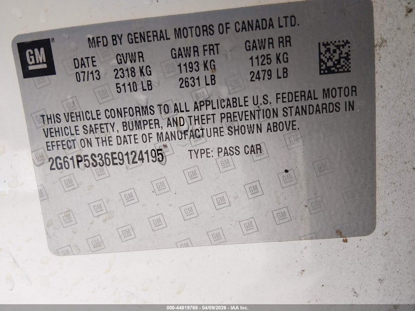 2014 Cadillac Xts Premium VIN: 2G61P5S36E9124195 Lot: 44819768