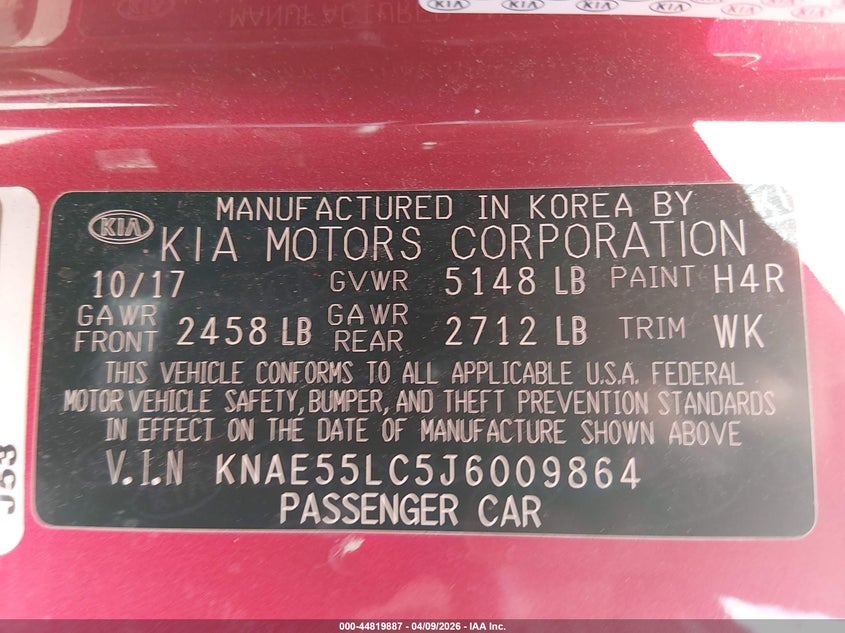 2018 Kia Stinger Gt2 VIN: KNAE55LC5J6009864 Lot: 44819887