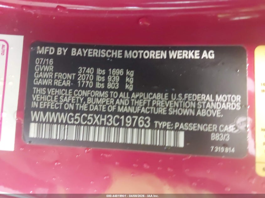 2017 Mini Convertible Cooper VIN: WMWWG5C5XH3C19763 Lot: 44819901