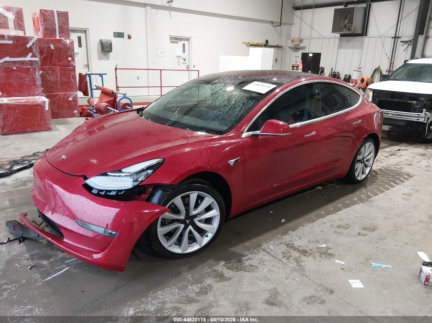 2018 Tesla Model 3 Long Range/Mid Range red Lot 111044820118 Vin 5YJ3E1EA7JF015491