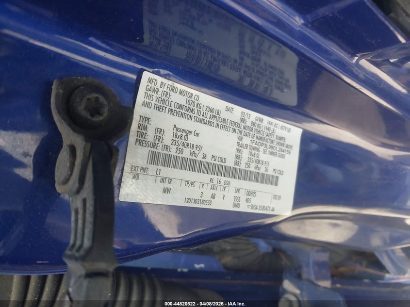 2013 Ford Focus St VIN: 1FADP3L99DL294159 Lot: 44820522