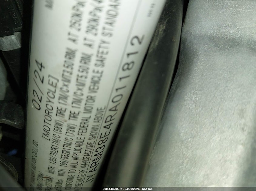 2024 Yamaha Yzfr7 VIN: JYARM38E4RA011812 Lot: 44820582