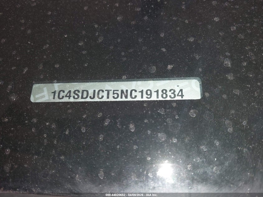2022 Dodge Durango R/T Plus Awd VIN: 1C4SDJCT5NC191834 Lot: 44820652