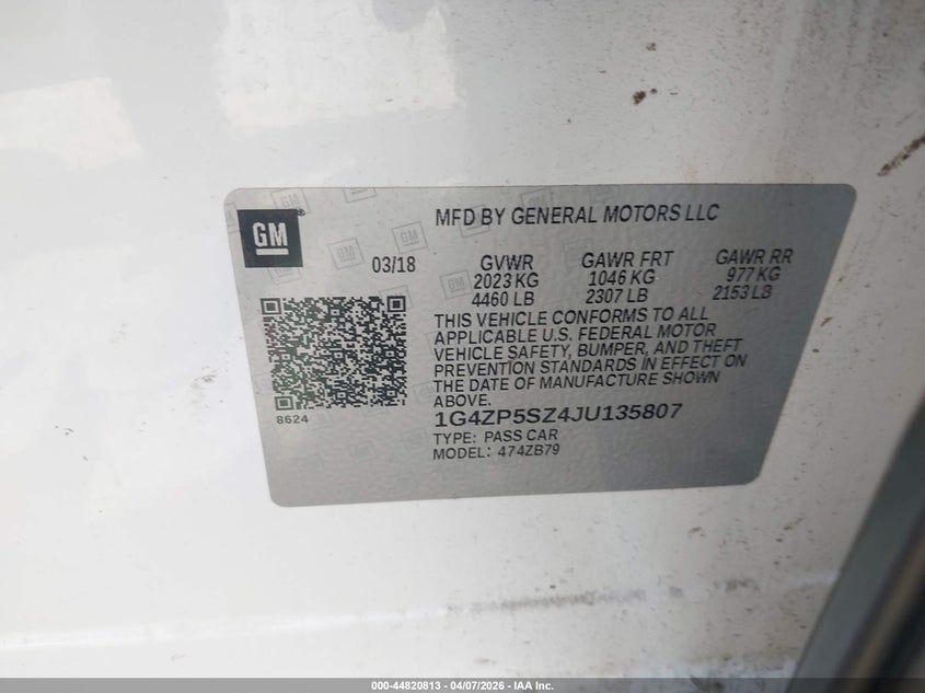 2018 Buick Lacrosse Essence VIN: 1G4ZP5SZ4JU135807 Lot: 44820813