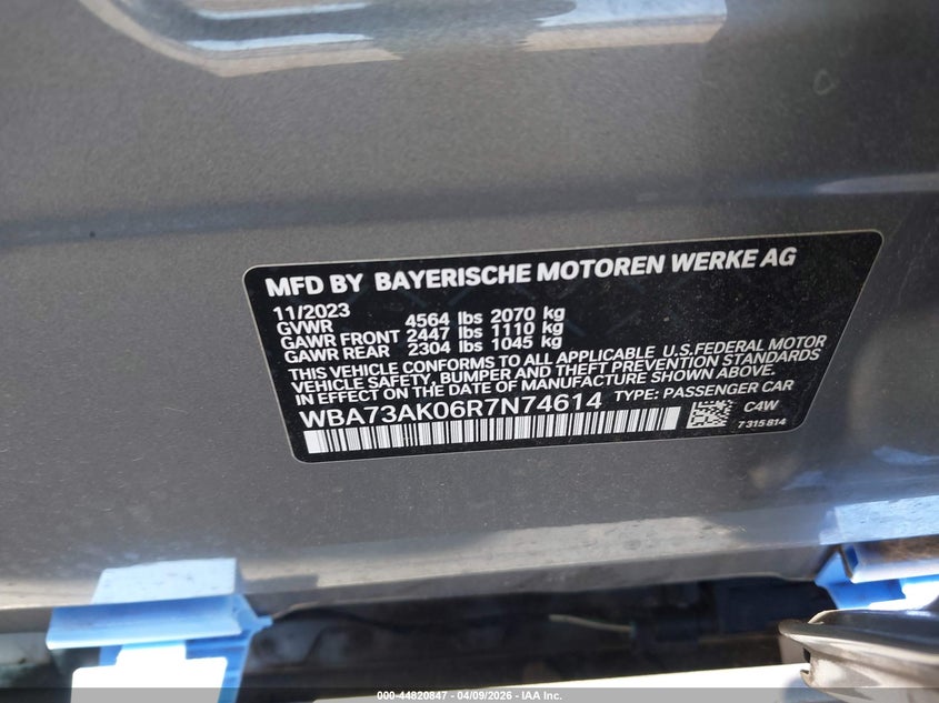 2024 BMW 228I Gran Coupe xDrive VIN: WBA73AK06R7N74614 Lot: 44820847