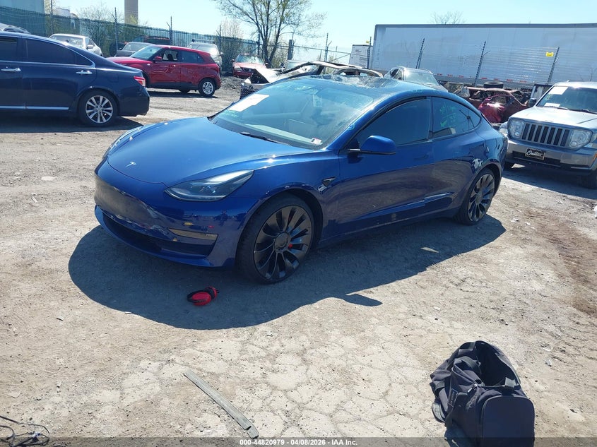 2022 Tesla Model 3 Performance Dual Motor All-Wheel Drive blue Lot 111044820979 Vin 5YJ3E1EC4NF320597