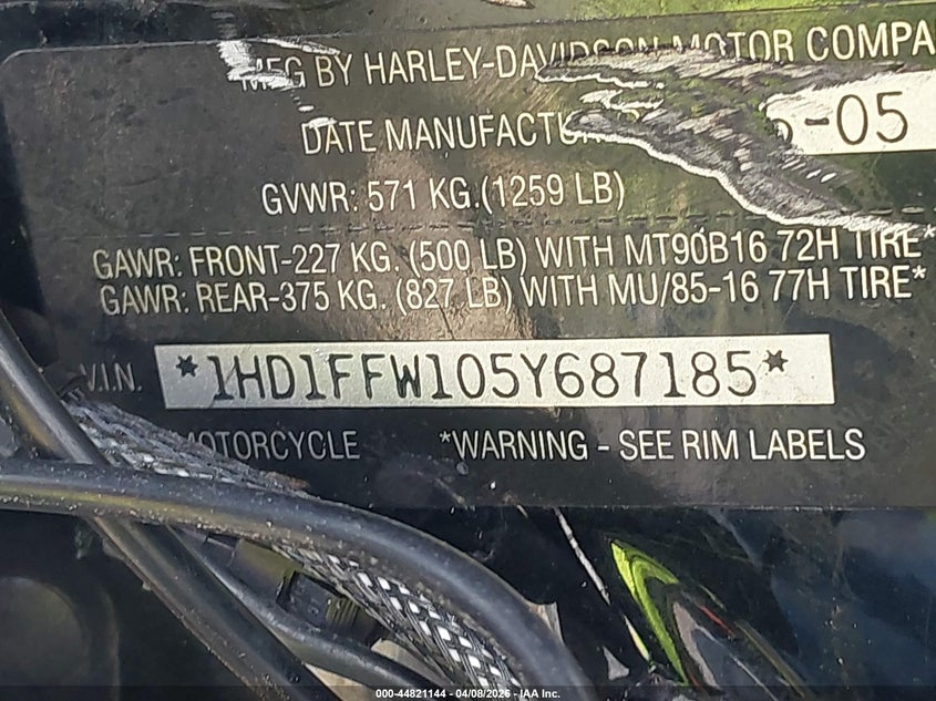 2005 Harley-Davidson Flhtci VIN: 1HD1FFW105Y687185 Lot: 44821144