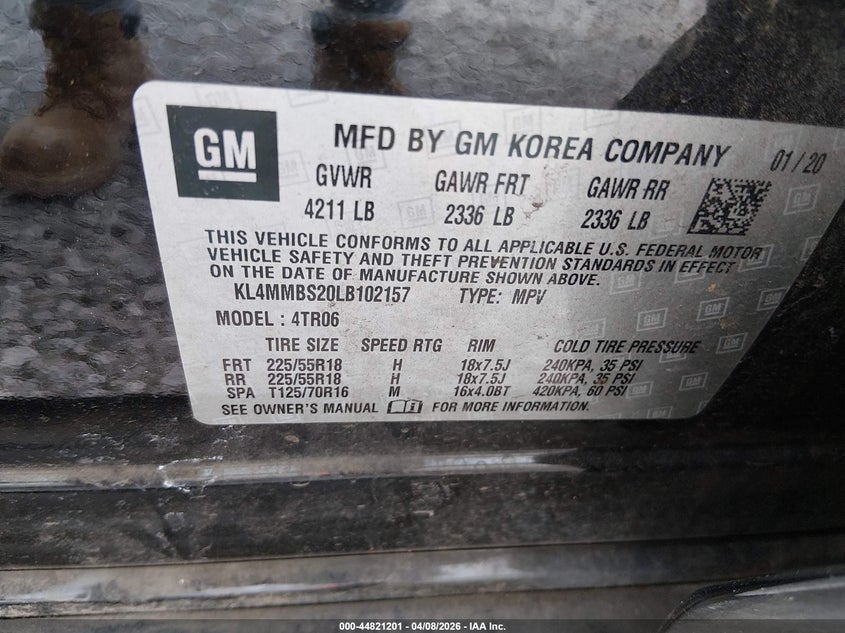 2020 Buick Encore Gx Fwd Preferred VIN: KL4MMBS20LB102157 Lot: 44821201