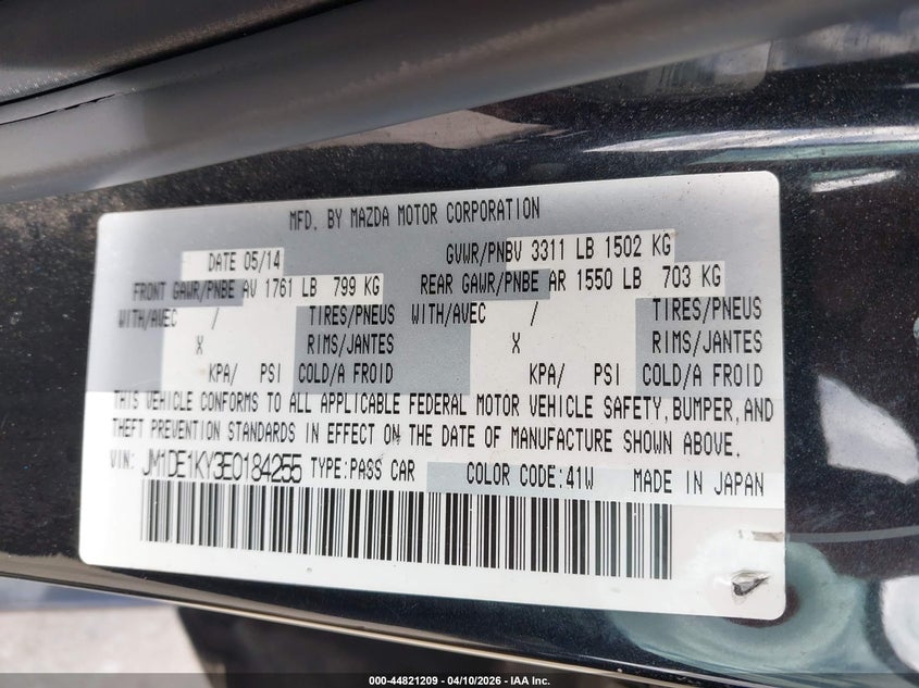 2014 Mazda Mazda2 Sport VIN: JM1DE1KY3E0184255 Lot: 44821209