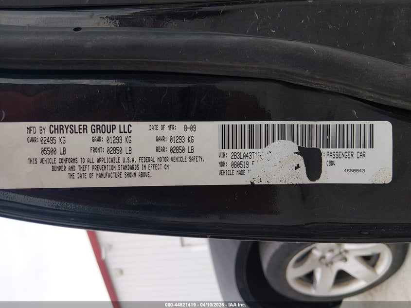 2009 Dodge Charger VIN: 2B3LA43T19H636539 Lot: 44821419