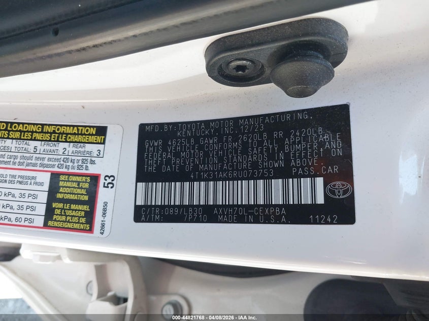 VIN 4T1K31AK6RU073753 2024 TOYOTA CAMRY HYBRID XSE
