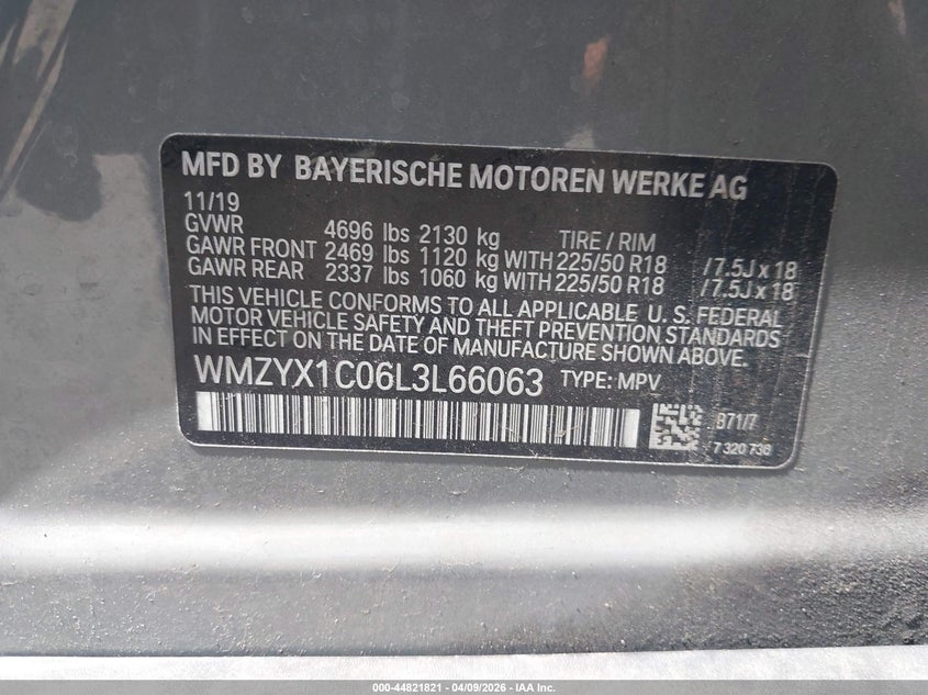 2020 Mini Countryman Cooper S VIN: WMZYX1C06L3L66063 Lot: 44821821