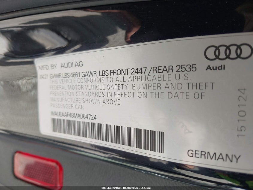 2021 Audi A4 2.0 Premium Plus 45 Tfsi S Line Quattro S Tronic black Lot 111044822160 Vin WAUEAAF48MA064724