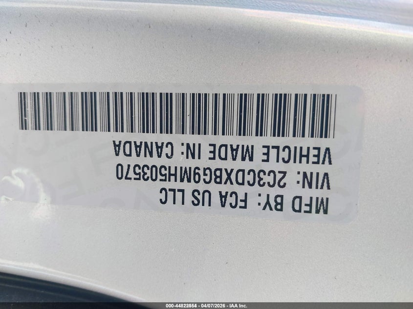 2021 DODGE CHARGER 3.6L V-6 DOHC, VVT, (VIN: 2C3CDXBG9MH503570