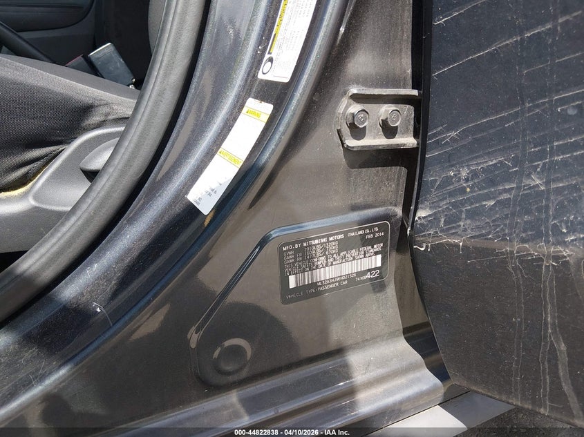 2014 Mitsubishi Mirage De VIN: ML32A3HJ9EH021526 Lot: 44822838