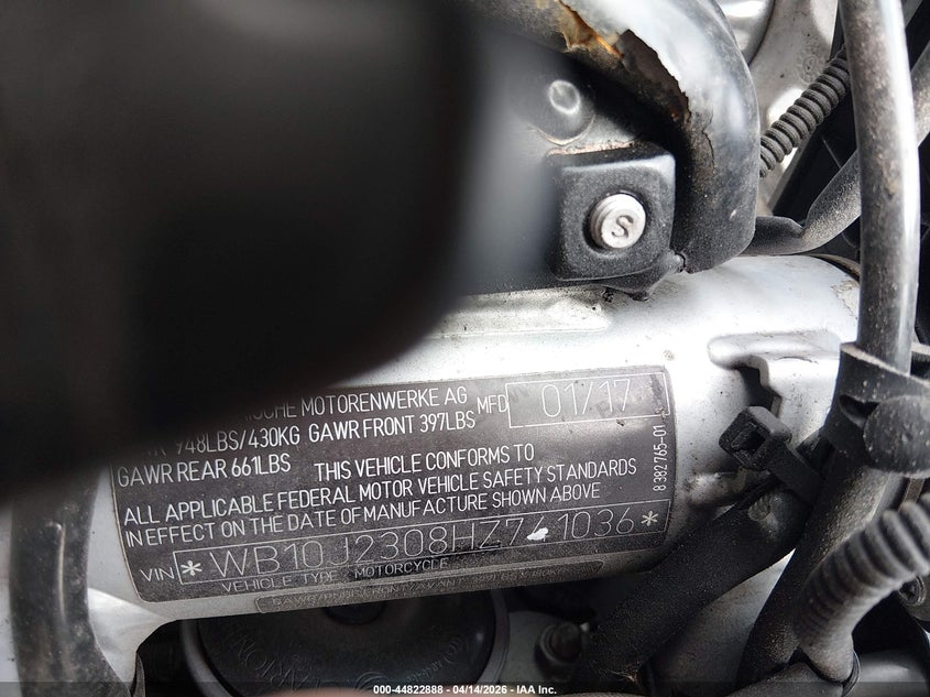 VIN WB10J2308HZ741036 2017 BMW R NINE T RACER