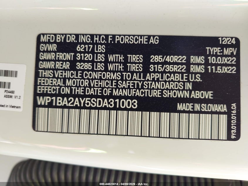 2025 Porsche Cayenne coupe 3.0 white Lot 111044823014 Vin WP1BA2AY5SDA31003