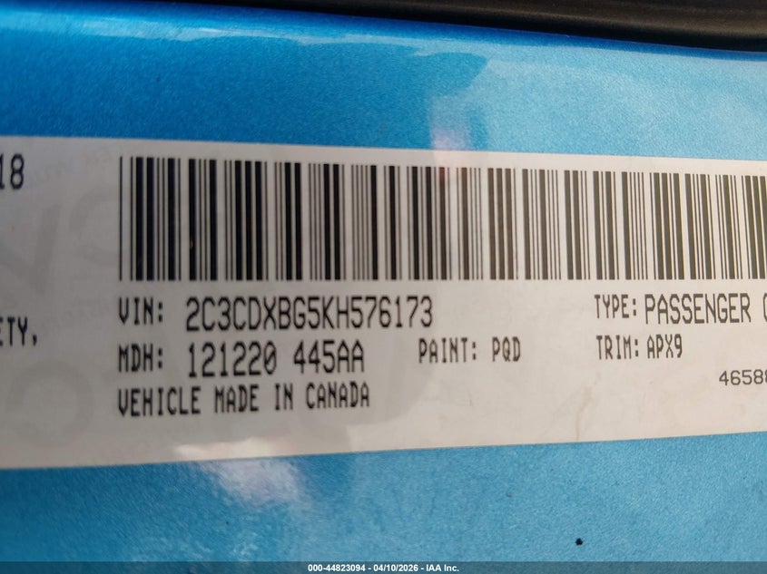 2019 Dodge Charger 3.6 Sxt Rwd blue Lot 111044823094 Vin 2C3CDXBG5KH576173