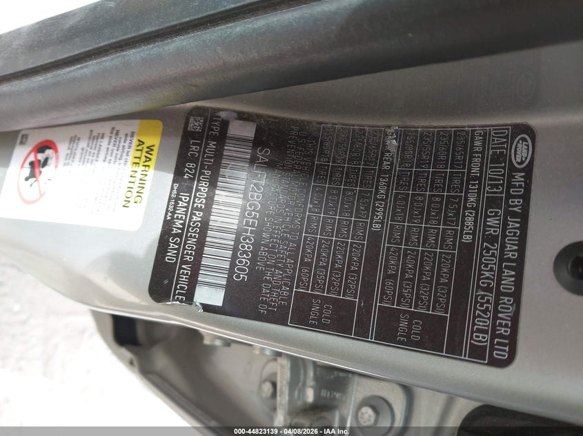 2014 Land Rover Lr2 VIN: SALFT2BG5EH383605 Lot: 44823139