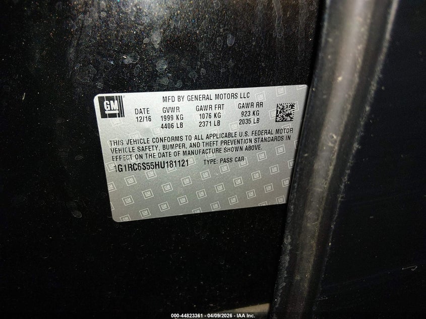 2017 Chevrolet Volt Lt VIN: 1G1RC6S55HU181121 Lot: 44823361