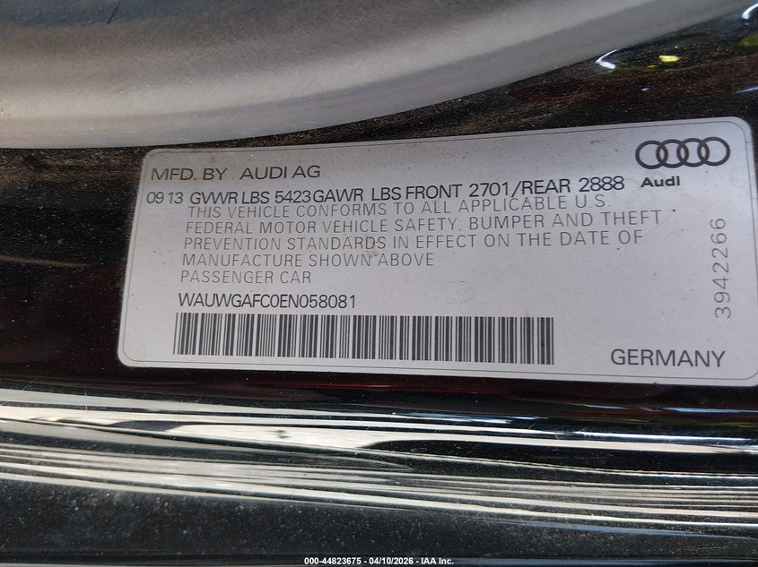 2014 Audi A7 3.0T Premium Plus VIN: WAUWGAFC0EN058081 Lot: 44823675