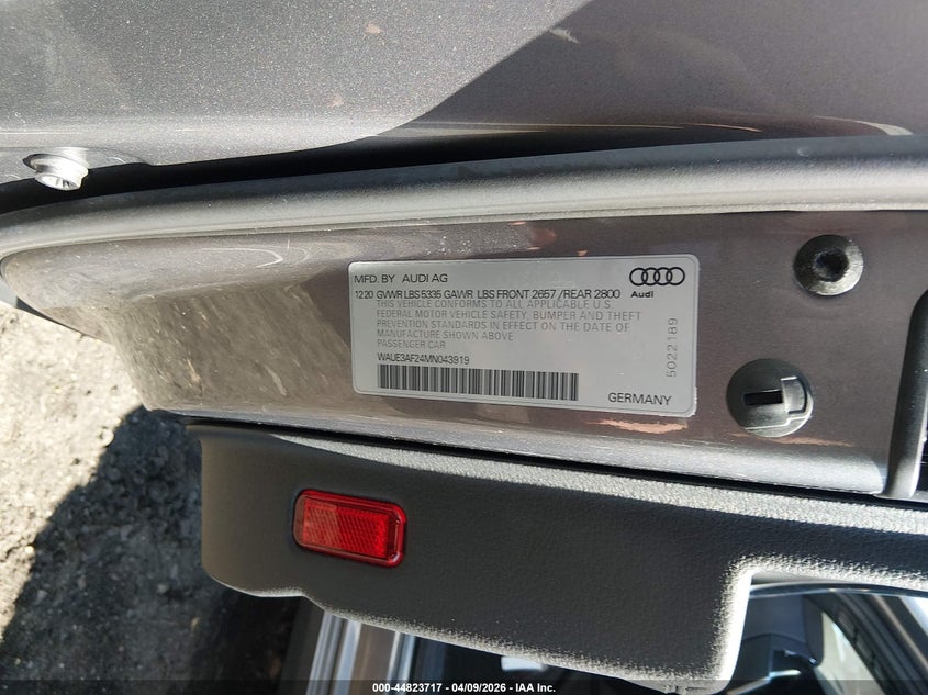 2021 Audi A6 Premium Plus 45 Tfsi Quattro S Tronic VIN: WAUE3AF24MN043919 Lot: 44823717