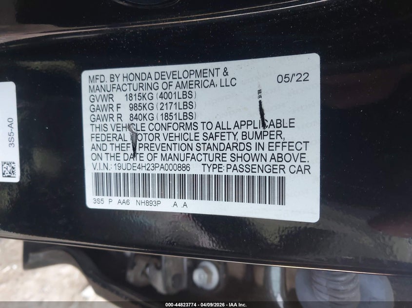 2023 Acura Integra VIN: 19UDE4H23PA000886 Lot: 44823774