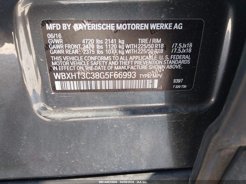 2016 BMW X1 2.0 xDrive28I grey Lot 111044823806 Vin WBXHT3C38G5F66993