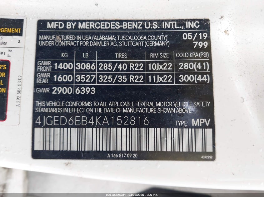 2019 Mercedes-Benz Amg Gle 43 Coupe 4Matic VIN: 4JGED6EB4KA152816 Lot: 44824081