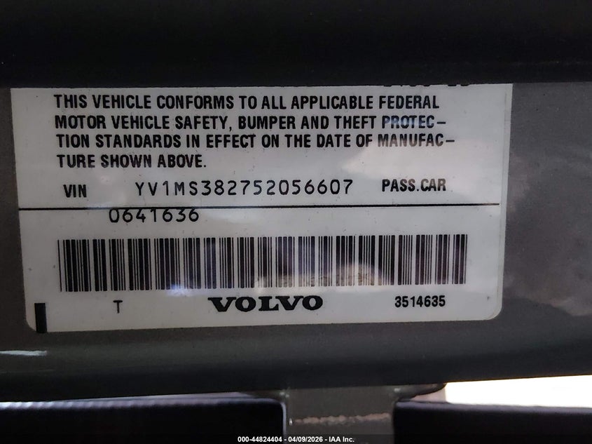 2005 Volvo S40 2.4I VIN: YV1MS382752056607 Lot: 44824404