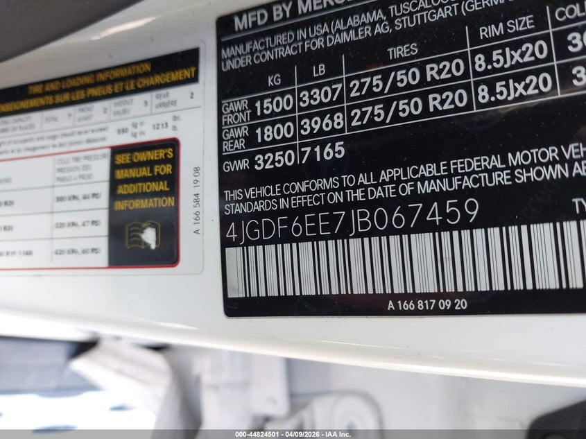 2018 Mercedes-Benz Gls 450 4Matic VIN: 4JGDF6EE7JB067459 Lot: 44824501