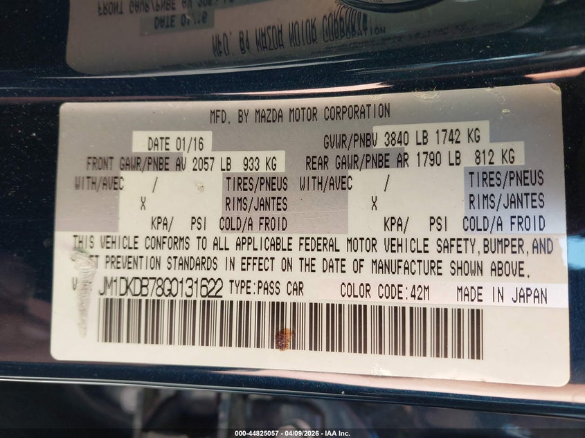 2016 Mazda Cx-3 Sport VIN: JM1DKDB78G0131622 Lot: 44825057
