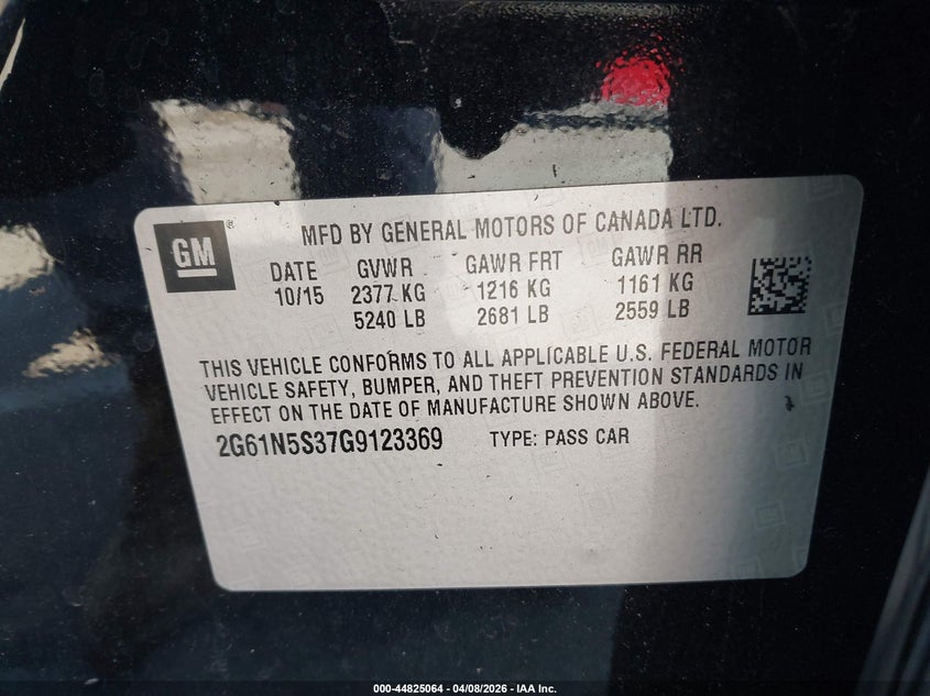 2016 Cadillac Xts Luxury Collection VIN: 2G61N5S37G9123369 Lot: 44825064