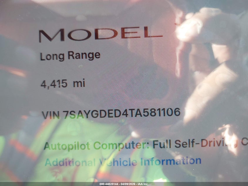 2026 Tesla Model y Premium Rear-Wheel Drive/Standard Rear-Wheel Drive black Lot 111044825144 Vin 7SAYGDED4TA581106