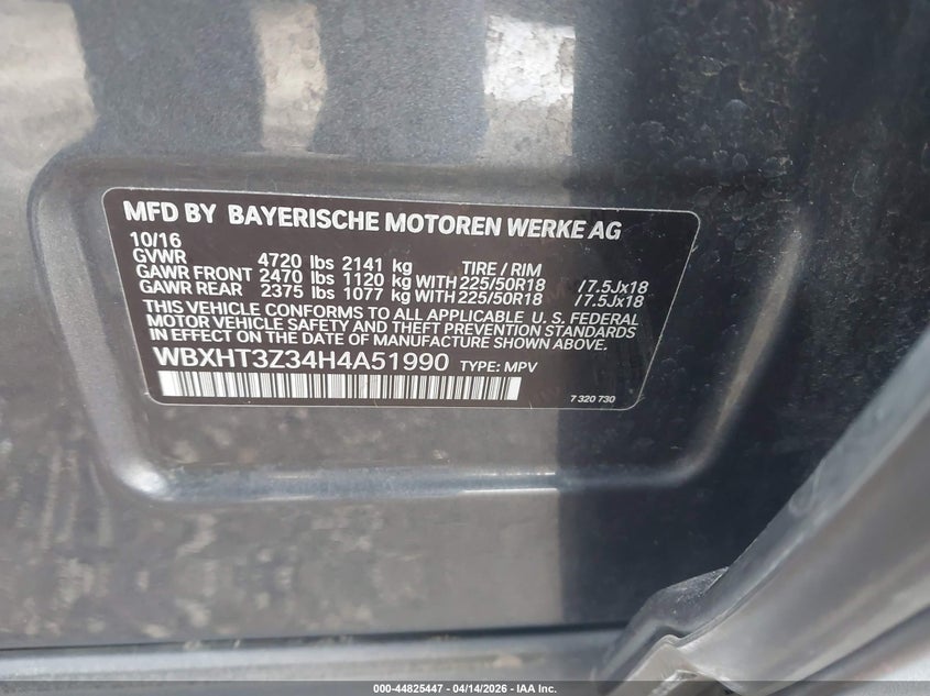 2017 BMW X1 xDrive28I VIN: WBXHT3Z34H4A51990 Lot: 44825447