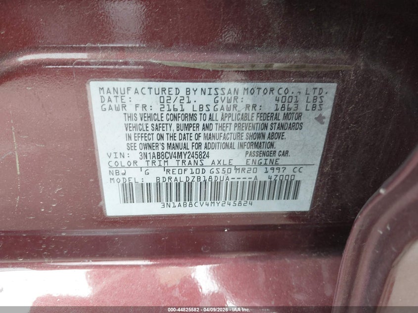 VIN 3N1AB8CV4MY245824 2021 NISSAN SENTRA SV XTRONIC CVT